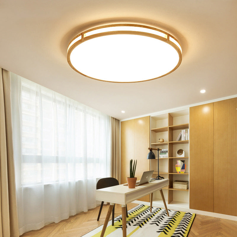 Circular Shaped Flush Mount Lighting Minimalist Wood Bedroom LED Flush Mount Fixture Clearhalo 'Ceiling Lights' 'Close To Ceiling Lights' 'Close to ceiling' 'Flush mount' Lighting' 2228785