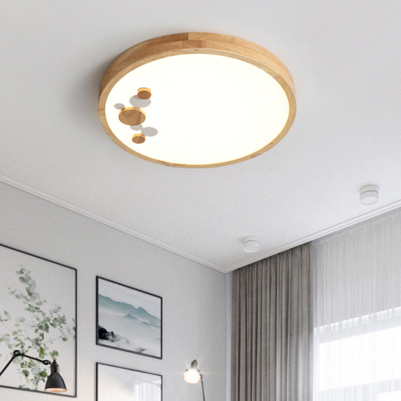 Circle Shaped LED Flush Mount Light Simplicity Wood Bedroom Flush Mount Ceiling Light Clearhalo 'Ceiling Lights' 'Close To Ceiling Lights' 'Close to ceiling' 'Flush mount' Lighting' 2228806