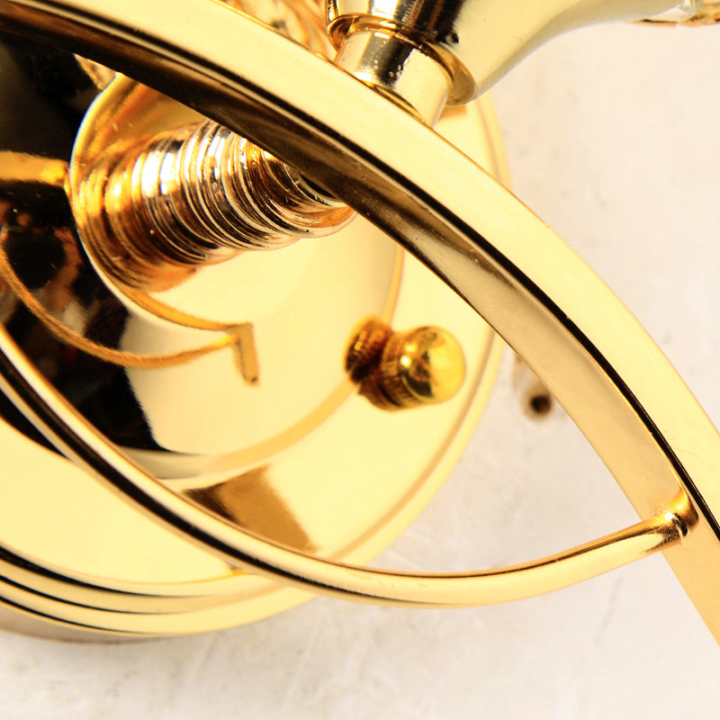 Global Wall Sconce Light Vintage Style Metal 1 Head Chrome/Gold Wall Lamp with Clear Crystal Bead Deco Clearhalo 'Modern wall lights' 'Modern' 'Wall Lamps & Sconces' 'Wall Lights' Lighting' 222975