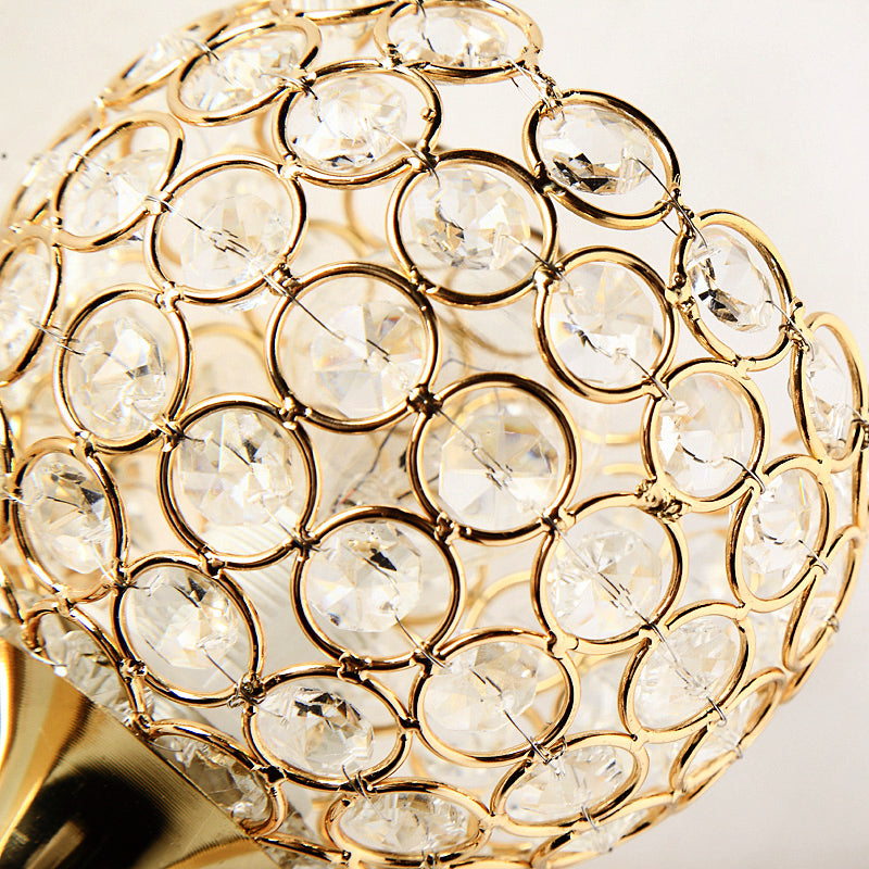 Global Wall Sconce Light Vintage Style Metal 1 Head Chrome/Gold Wall Lamp with Clear Crystal Bead Deco Clearhalo 'Modern wall lights' 'Modern' 'Wall Lamps & Sconces' 'Wall Lights' Lighting' 222976