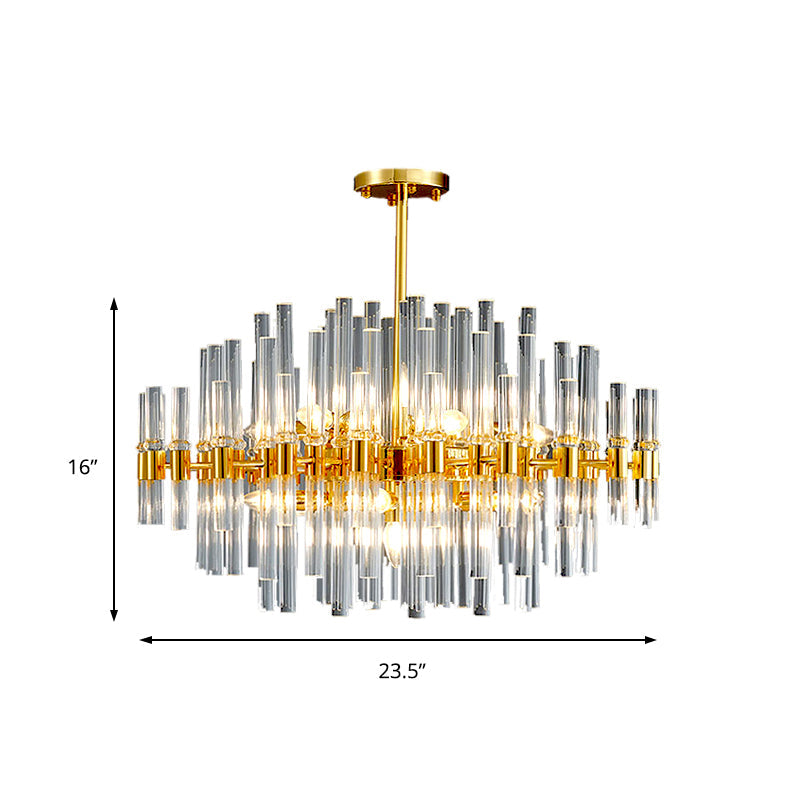 Oval Chandelier Lighting Modern Crystal Tube 5 Lights Gold Ceiling Pendant Light for Living Room Clearhalo 'Ceiling Lights' 'Chandeliers' 'Modern Chandeliers' 'Modern' Lighting' 223122