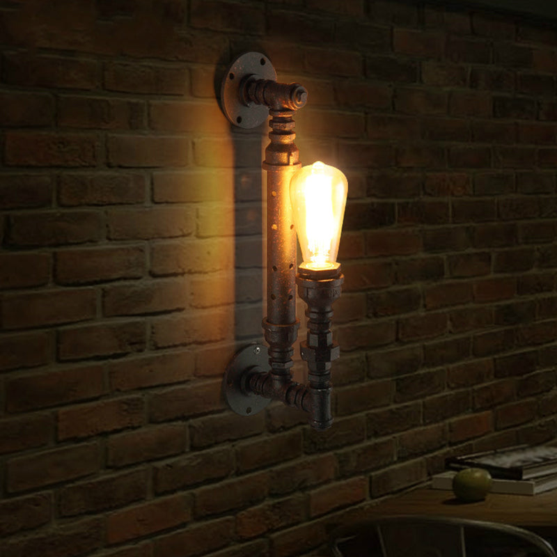 1 Head Wall Light Retro Style Pipe Arm Metallic Wall Lighting Fixture for Restaurant Rust Clearhalo 'Art deco wall lights' 'Cast Iron' 'Glass' 'Industrial wall lights' 'Industrial' 'Middle century wall lights' 'Modern' 'Rustic wall lights' 'Tiffany' 'Traditional wall lights' 'Wall Lamps & Sconces' 'Wall Lights' Lighting' 2235457