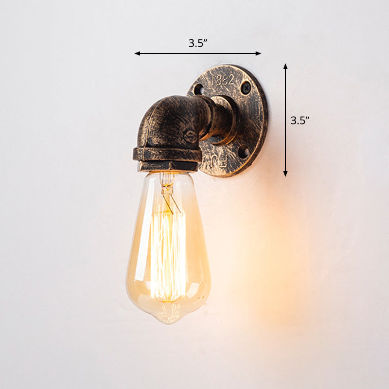 Iron Water Pipe Wall Lamp Rustic Style Restaurant Wall Lighting Fixture in Bronze Bronze M Clearhalo 'Art deco wall lights' 'Cast Iron' 'Glass' 'Industrial wall lights' 'Industrial' 'Middle century wall lights' 'Modern' 'Rustic wall lights' 'Tiffany' 'Traditional wall lights' 'Wall Lamps & Sconces' 'Wall Lights' Lighting' 2235606
