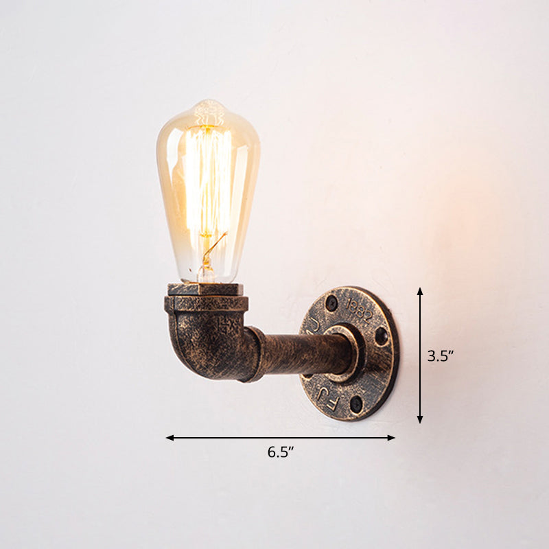 Iron Water Pipe Wall Lamp Rustic Style Restaurant Wall Lighting Fixture in Bronze Bronze K Clearhalo 'Art deco wall lights' 'Cast Iron' 'Glass' 'Industrial wall lights' 'Industrial' 'Middle century wall lights' 'Modern' 'Rustic wall lights' 'Tiffany' 'Traditional wall lights' 'Wall Lamps & Sconces' 'Wall Lights' Lighting' 2235610