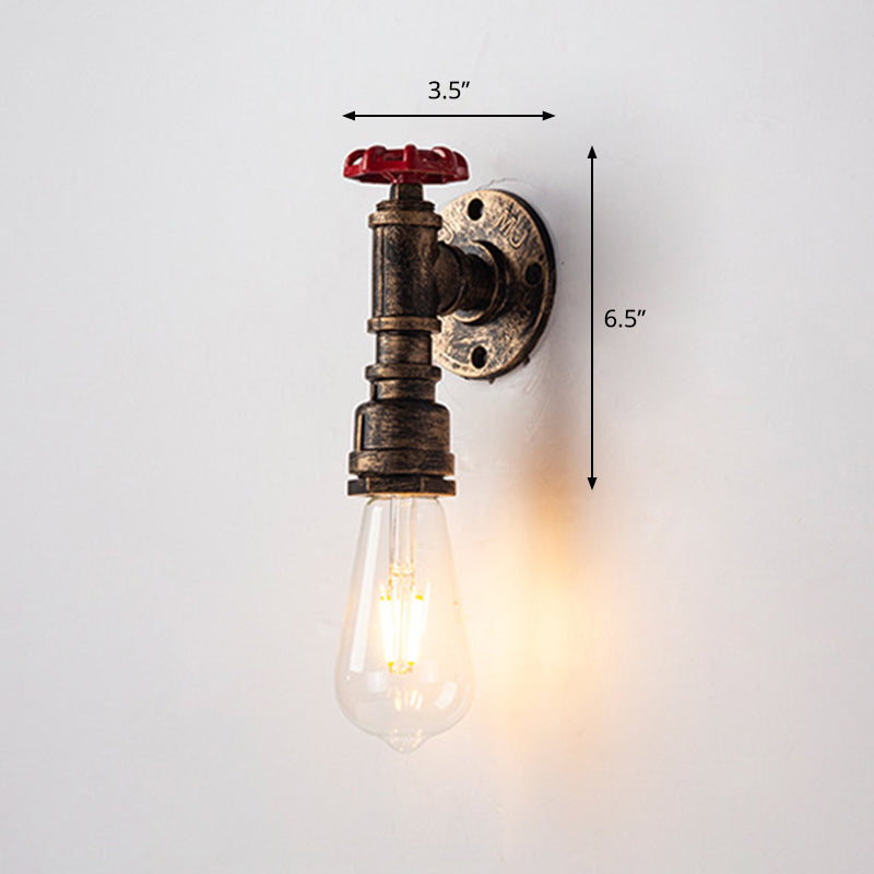 Iron Water Pipe Wall Lamp Rustic Style Restaurant Wall Lighting Fixture in Bronze Bronze J Clearhalo 'Art deco wall lights' 'Cast Iron' 'Glass' 'Industrial wall lights' 'Industrial' 'Middle century wall lights' 'Modern' 'Rustic wall lights' 'Tiffany' 'Traditional wall lights' 'Wall Lamps & Sconces' 'Wall Lights' Lighting' 2235613