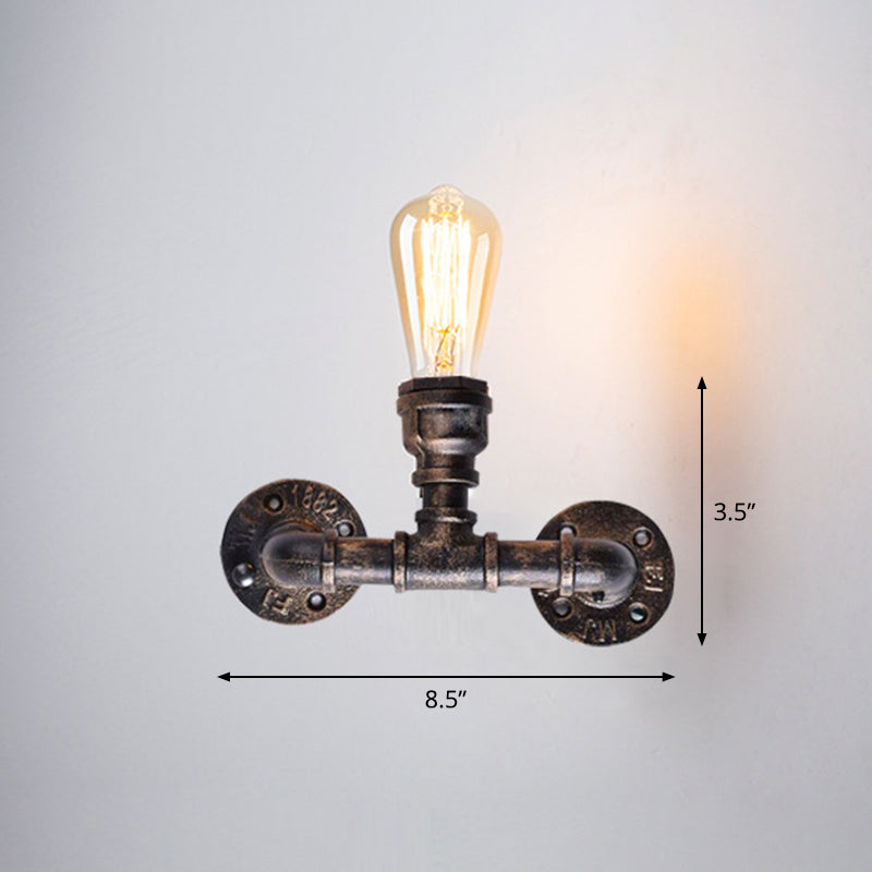 Iron Water Pipe Wall Lamp Rustic Style Restaurant Wall Lighting Fixture in Bronze Bronze F Clearhalo 'Art deco wall lights' 'Cast Iron' 'Glass' 'Industrial wall lights' 'Industrial' 'Middle century wall lights' 'Modern' 'Rustic wall lights' 'Tiffany' 'Traditional wall lights' 'Wall Lamps & Sconces' 'Wall Lights' Lighting' 2235614