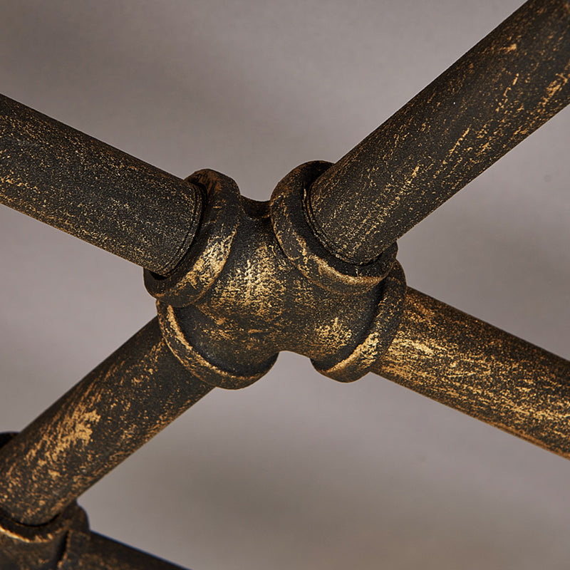 Iron Twisted Pipe Semi Flush Vintage Coffee Shop Flush Ceiling Light Fixture with Cage in Bronze Clearhalo 'Ceiling Lights' 'Close To Ceiling Lights' 'Close to ceiling' 'Semi-flushmount' Lighting' 2235706