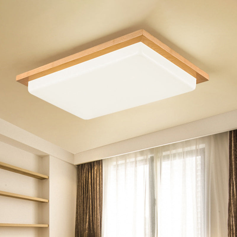 Rectangle Shaped Living Room Flush Light Wood Japanese LED Flush Ceiling Light Fixture Wood A Clearhalo 'Ceiling Lights' 'Close To Ceiling Lights' 'Close to ceiling' 'Flush mount' Lighting' 2235803