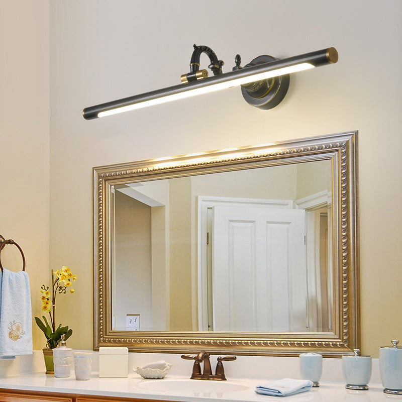 Rotatable Linear Vanity Mirror Light Metal Vintage Wall Mount Lighting in Antique Brass/Black, 14"/18"/23" W Clearhalo 'Vanity Lights' 'Wall Lights' Lighting' 223623