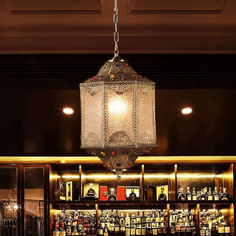 3 Heads Pendant Light Vintage Carved Lantern Metallic Suspension Light Fixture in Bronze Bronze Clearhalo 'Ceiling Lights' 'Pendant Lights' 'Pendants' Lighting' 2236262_98de83c2-ba29-4d6b-9bdf-544e416a269e