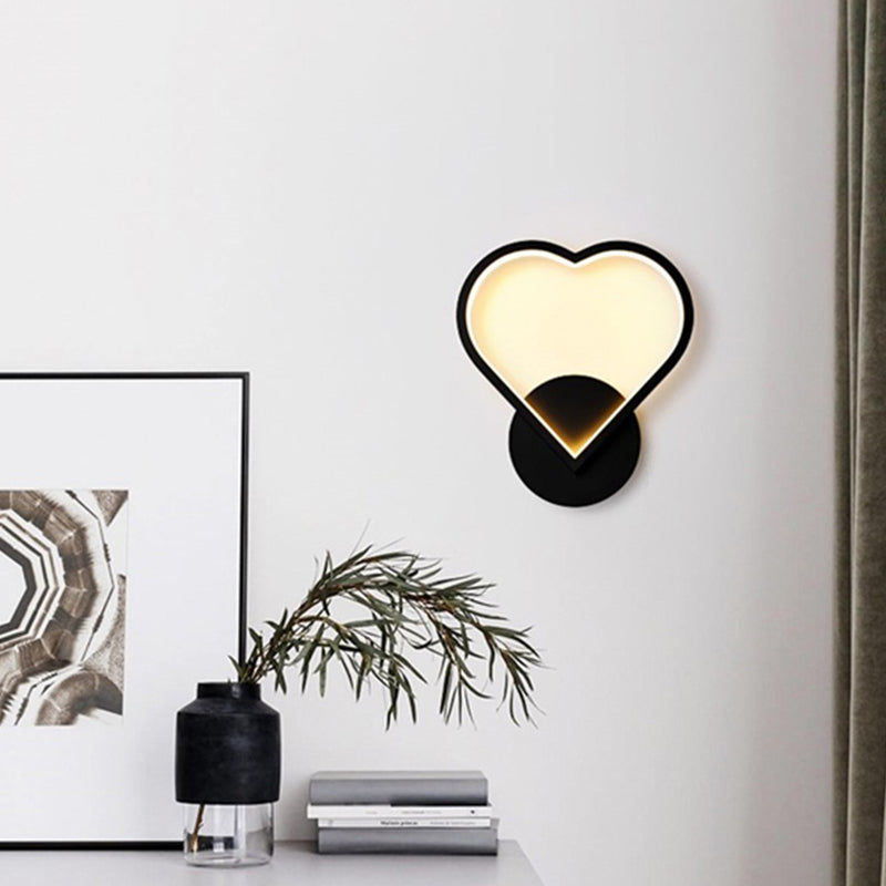 Geometrical Wall Light Fixture Contemporary Aluminum Bedside LED Wall Mounted Lamp Black Loving Heart Clearhalo 'Cast Iron' 'Glass' 'Industrial' 'Modern wall lights' 'Modern' 'Tiffany' 'Traditional wall lights' 'Wall Lamps & Sconces' 'Wall Lights' Lighting' 2236332