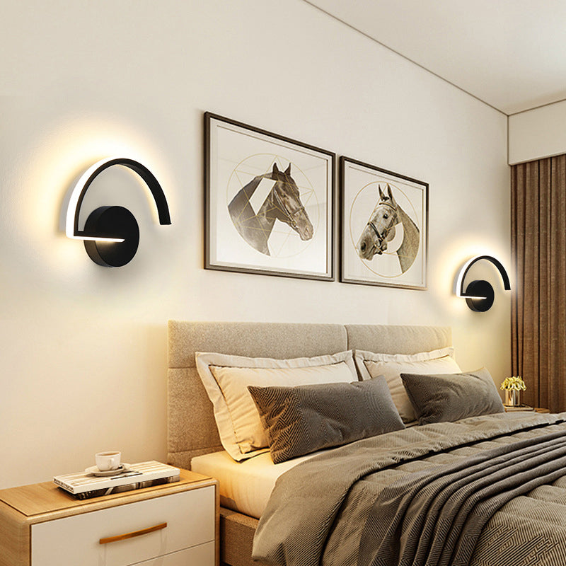 Geometrical Wall Light Fixture Contemporary Aluminum Bedside LED Wall Mounted Lamp Black Sector Clearhalo 'Cast Iron' 'Glass' 'Industrial' 'Modern wall lights' 'Modern' 'Tiffany' 'Traditional wall lights' 'Wall Lamps & Sconces' 'Wall Lights' Lighting' 2236335