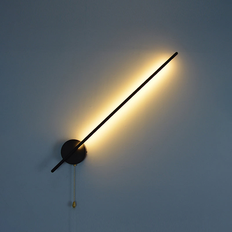 Metallic Tube Shaped Wall Mount Light Simplicity Black LED Wall Lighting with Pull Chain for Corridor Clearhalo 'Cast Iron' 'Glass' 'Industrial' 'Modern wall lights' 'Modern' 'Tiffany' 'Traditional wall lights' 'Wall Lamps & Sconces' 'Wall Lights' Lighting' 2236380