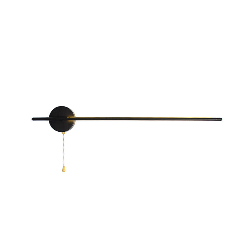 Metallic Tube Shaped Wall Mount Light Simplicity Black LED Wall Lighting with Pull Chain for Corridor Clearhalo 'Cast Iron' 'Glass' 'Industrial' 'Modern wall lights' 'Modern' 'Tiffany' 'Traditional wall lights' 'Wall Lamps & Sconces' 'Wall Lights' Lighting' 2236382