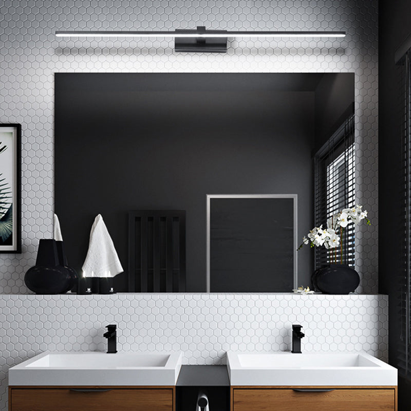 Linear Shaped Bathroom Wall Sconce Light Metallic Minimalist LED Vanity Lighting Ideas Black Clearhalo 'Cast Iron' 'Glass' 'Industrial' 'Modern wall lights' 'Modern' 'Tiffany' 'Traditional wall lights' 'Vanity Lights' 'Wall Lights' Lighting' 2236412