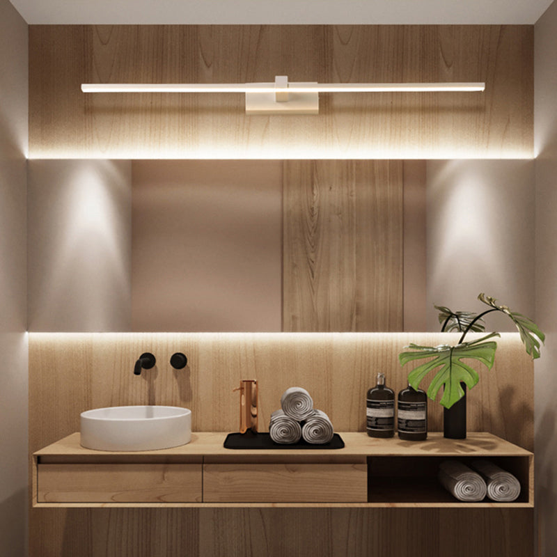 Linear Shaped Bathroom Wall Sconce Light Metallic Minimalist LED Vanity Lighting Ideas Clearhalo 'Cast Iron' 'Glass' 'Industrial' 'Modern wall lights' 'Modern' 'Tiffany' 'Traditional wall lights' 'Vanity Lights' 'Wall Lights' Lighting' 2236413