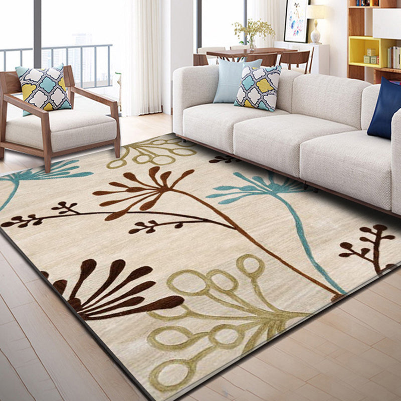 Comfort Bedroom Rug Multi Color Plant Pattern Area Carpet Polypropylene Easy Care Machine Washable Rug Brown Clearhalo 'Area Rug' 'Modern' 'Rugs' Rug' 2238408