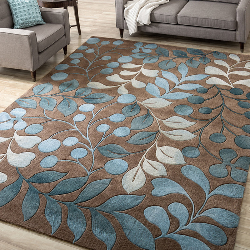 Comfort Bedroom Rug Multi Color Plant Pattern Area Carpet Polypropylene Easy Care Machine Washable Rug Brown 3'11" x 5'3" Clearhalo 'Area Rug' 'Modern' 'Rugs' Rug' 2238415