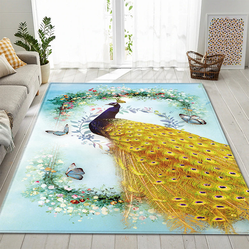 Modern Kids Room Rug Multi Color Animal Area Rug Polyster Pet Friendly Non-Slip Washable Carpet Yellow Clearhalo 'Area Rug' 'Rug' 2238497