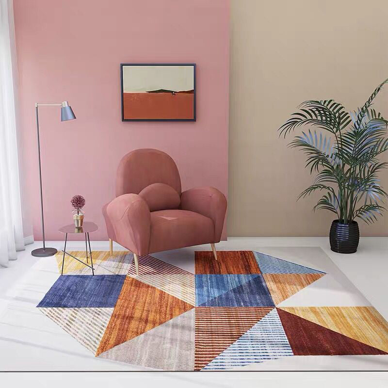 Multicolor Room Decoration Rug Creative Geo Print Area Carpet Cotton Blend Pet Friendly Easy Care Rug Dark Red Clearhalo 'Area Rug' 'Rug' 2238551