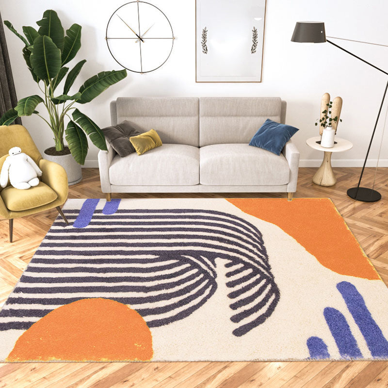 Multicolor Room Decoration Rug Creative Geo Print Area Carpet Cotton Blend Pet Friendly Easy Care Rug Blue-Orange Clearhalo 'Area Rug' 'Rug' 2238552