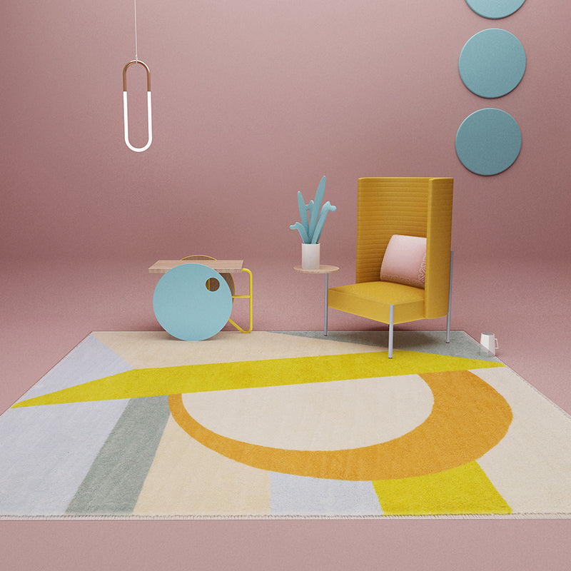 Multicolor Room Decoration Rug Creative Geo Print Area Carpet Cotton Blend Pet Friendly Easy Care Rug Yellow Clearhalo 'Area Rug' 'Rug' 2238554