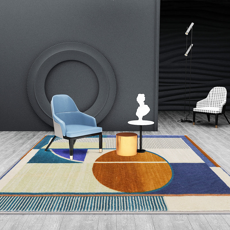 Multicolor Room Decoration Rug Creative Geo Print Area Carpet Cotton Blend Pet Friendly Easy Care Rug Dark Blue Clearhalo 'Area Rug' 'Rug' 2238555