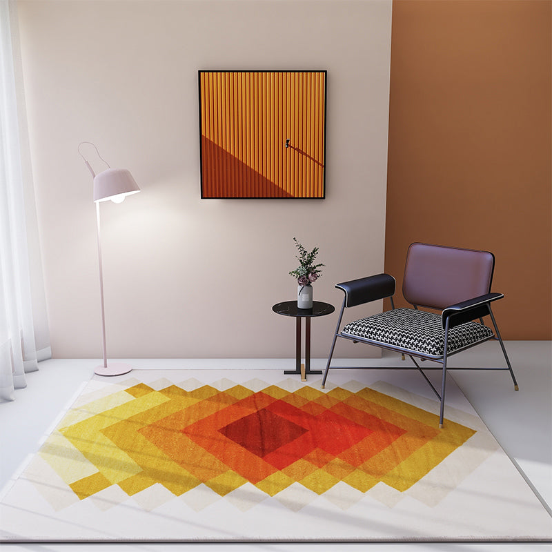 Multicolor Room Decoration Rug Creative Geo Print Area Carpet Cotton Blend Pet Friendly Easy Care Rug White-Yellow Clearhalo 'Area Rug' 'Rug' 2238557