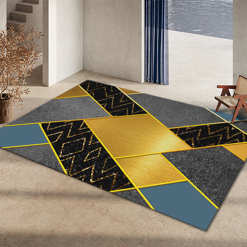 Glam Home Decoration Rug Multi Color Abstract Print Rug Polypropylene Non-Slip Backing Easy Care Carpet Dark Gold Clearhalo 'Area Rug' 'Rug' 2238613