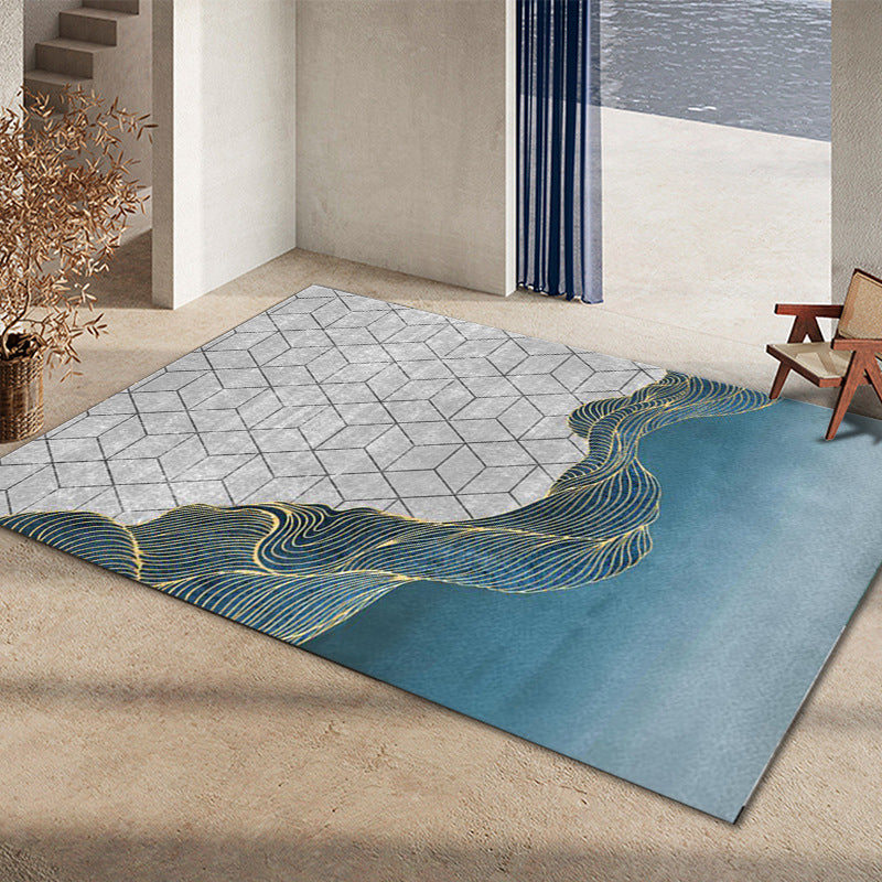 Glam Home Decoration Rug Multi Color Abstract Print Rug Polypropylene Non-Slip Backing Easy Care Carpet Light Blue Clearhalo 'Area Rug' 'Rug' 2238621
