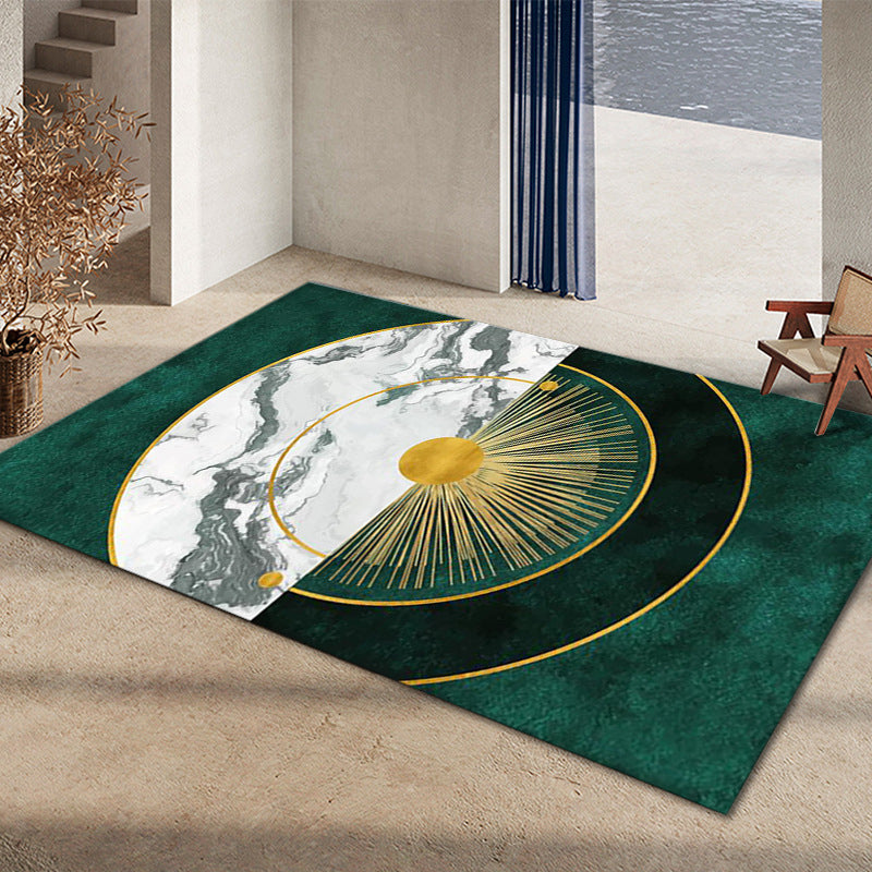 Glam Home Decoration Rug Multi Color Abstract Print Rug Polypropylene Non-Slip Backing Easy Care Carpet Green-White Clearhalo 'Area Rug' 'Rug' 2238626