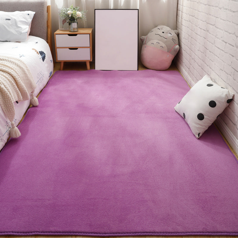 Multi Color Casual Rug Synthetics Solid Color Area Carpet Anti-Slip Backing Washable Easy Care Indoor Rug for Bedroom Purple Clearhalo 'Area Rug' 'Rug' 2239199