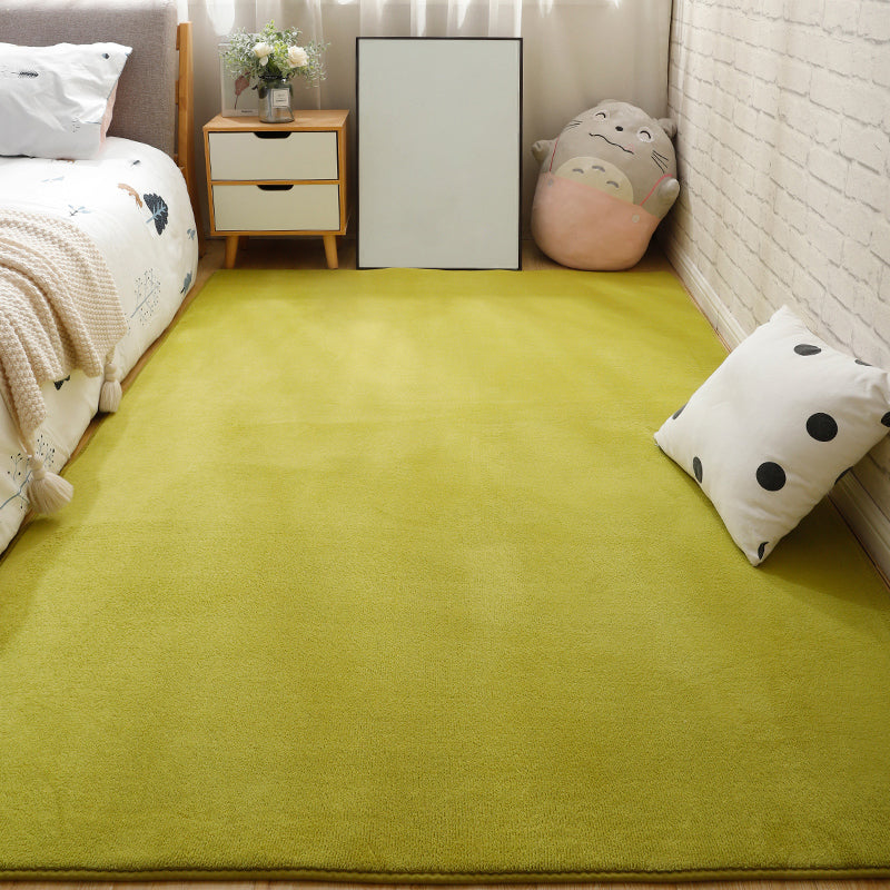 Multi Color Casual Rug Synthetics Solid Color Area Carpet Anti-Slip Backing Washable Easy Care Indoor Rug for Bedroom Green Clearhalo 'Area Rug' 'Rug' 2239210
