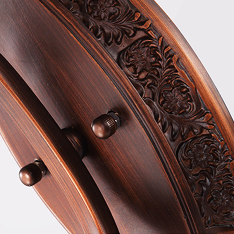 1-Light Frosted Glass Wall Light Vintage Style Red Brown Flower Bedroom Wall Sconce with Curvy Arm Clearhalo 'Wall Lamps & Sconces' 'Wall Lights' Lighting' 224000