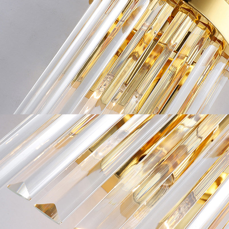 Cylinder Wall Mounted Lamp Contemporary Style Clear Crystal 2 Bulbs Golden Wall Lighting for Living Room Clearhalo 'Cast Iron' 'Glass' 'Industrial' 'Modern wall lights' 'Modern' 'Tiffany' 'Traditional wall lights' 'Wall Lamps & Sconces' 'Wall Lights' Lighting' 224081