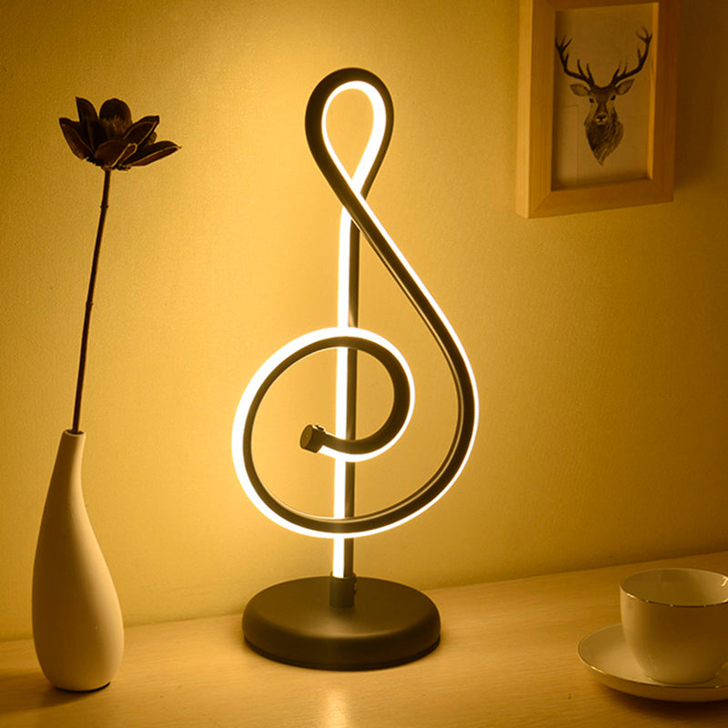 Simplicity Style Curve Shaped LED Table Lighting Metallic Living Room Nightstand Light Black C Clearhalo 'Lamps' 'Table Lamps' Lighting' 2240926