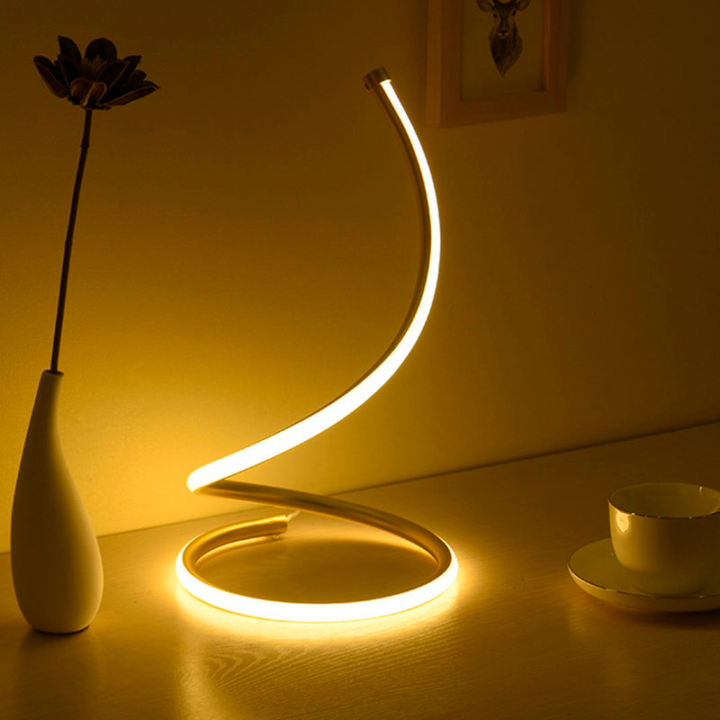 Simplicity Style Curve Shaped LED Table Lighting Metallic Living Room Nightstand Light Clearhalo 'Lamps' 'Table Lamps' Lighting' 2240929