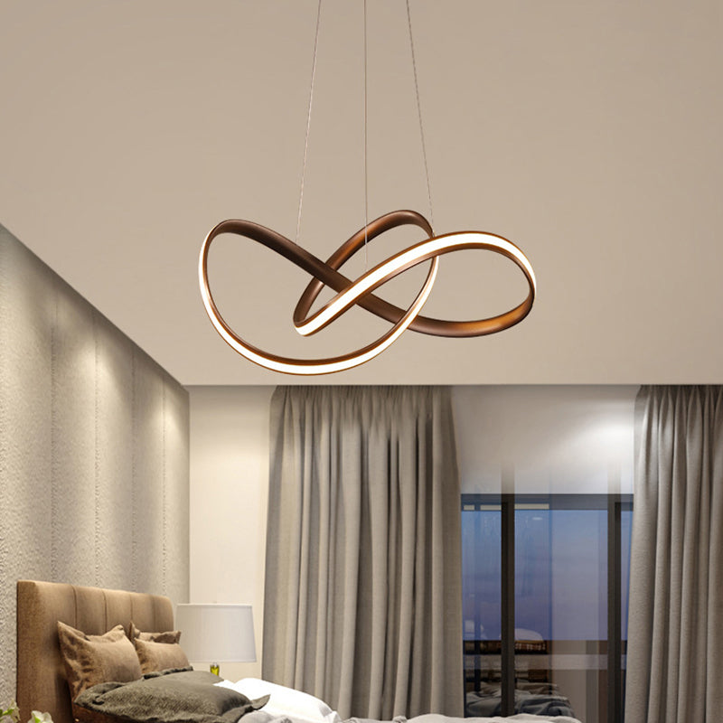 Twisting Living Room Chandelier Light Aluminum Simplicity LED Pendant Light Fixture Coffee Clearhalo 'Ceiling Lights' 'Chandeliers' 'Modern Chandeliers' 'Modern' Lighting' 2241008