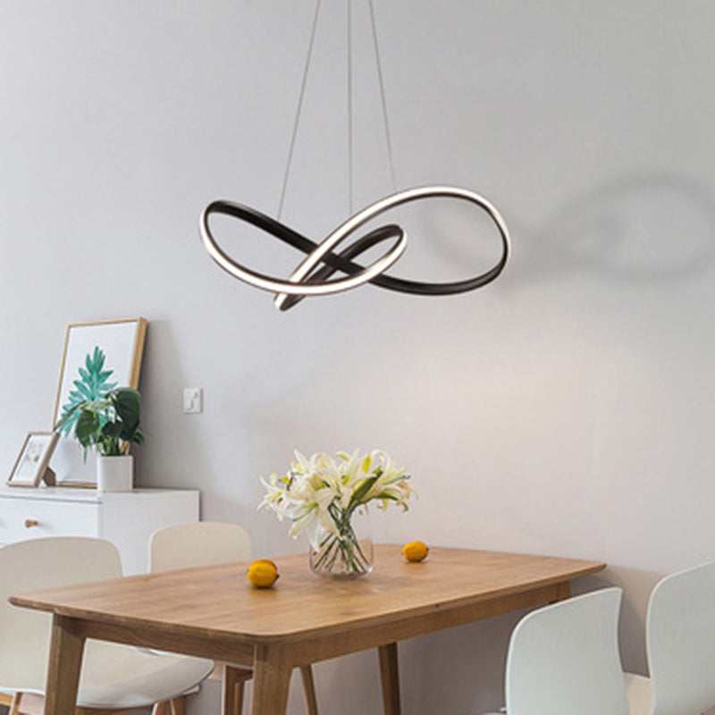 Twisting Living Room Chandelier Light Aluminum Simplicity LED Pendant Light Fixture Black Clearhalo 'Ceiling Lights' 'Chandeliers' 'Modern Chandeliers' 'Modern' Lighting' 2241014