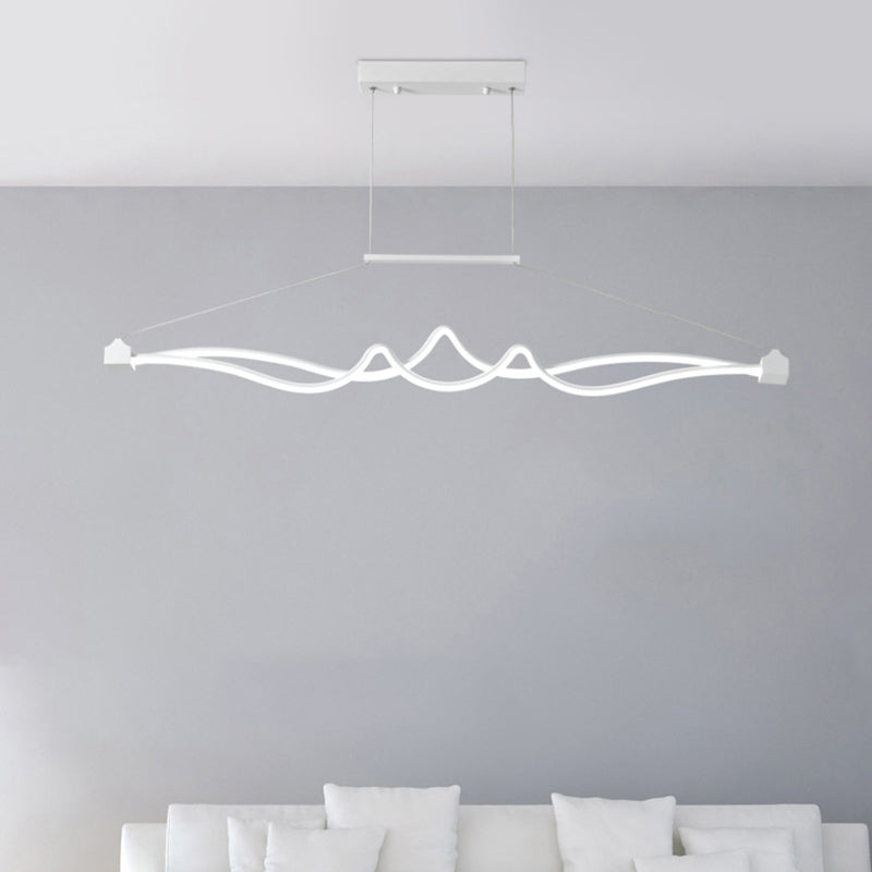 Twisted Island Pendant Lighting Contemporary Metallic Dining Room LED Ceiling Light White Clearhalo 'Ceiling Lights' 'Island Lights' Lighting' 2241090