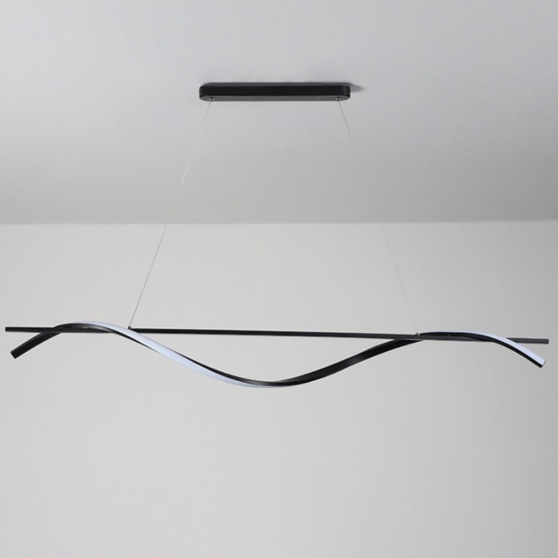 Simplicity Curved LED Hanging Lamp Acrylic Restaurant Island Chandelier Light in Black Black 47" Clearhalo 'Ceiling Lights' 'Island Lights' Lighting' 2241098