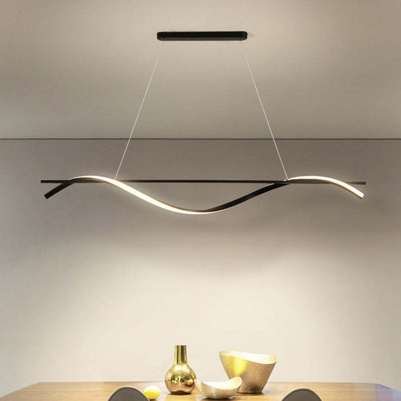 Simplicity Curved LED Hanging Lamp Acrylic Restaurant Island Chandelier Light in Black Clearhalo 'Ceiling Lights' 'Island Lights' Lighting' 2241100