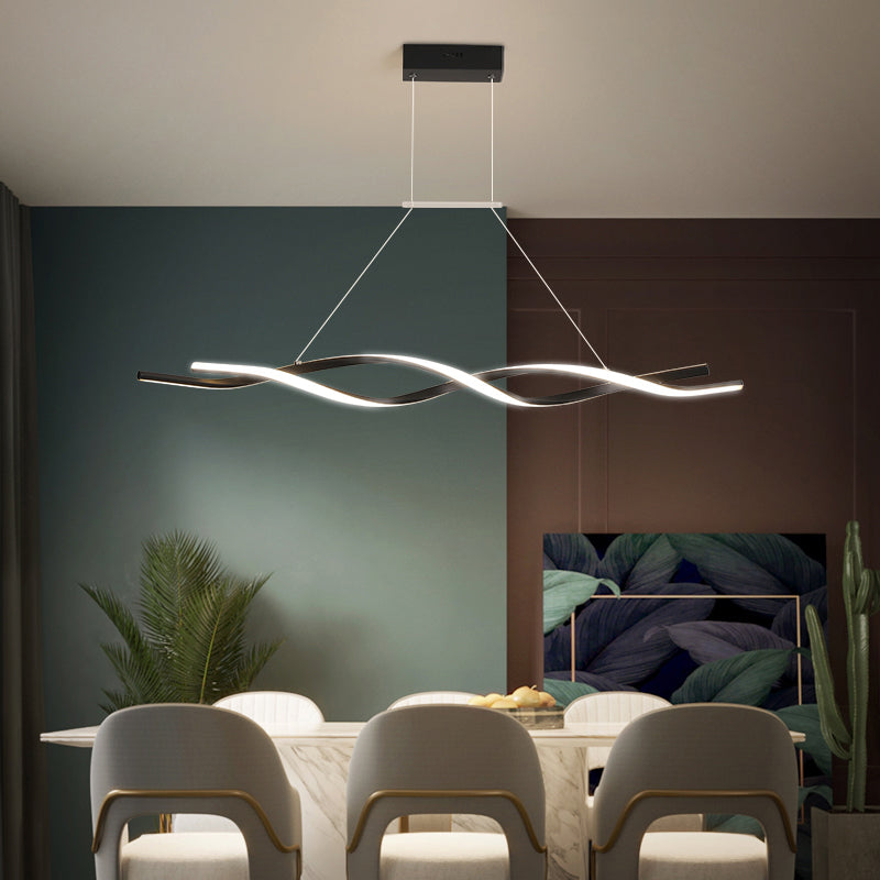 Acrylic Twisted Island Light Fixture Nordic Style Black LED Ceiling Pendant Light Black Clearhalo 'Ceiling Lights' 'Island Lights' Lighting' 2241103