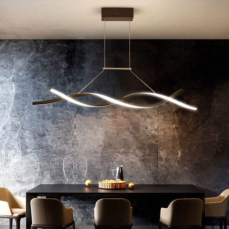 Acrylic Twisted Island Light Fixture Nordic Style Black LED Ceiling Pendant Light Clearhalo 'Ceiling Lights' 'Island Lights' Lighting' 2241104