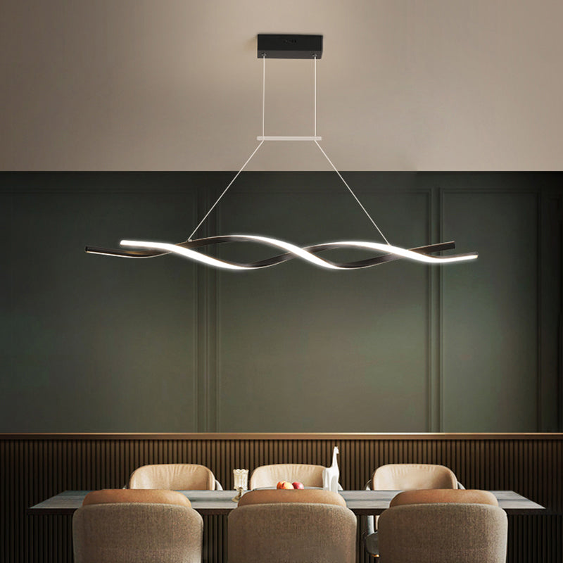 Acrylic Twisted Island Light Fixture Nordic Style Black LED Ceiling Pendant Light Clearhalo 'Ceiling Lights' 'Island Lights' Lighting' 2241105