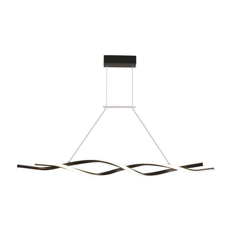 Acrylic Twisted Island Light Fixture Nordic Style Black LED Ceiling Pendant Light Clearhalo 'Ceiling Lights' 'Island Lights' Lighting' 2241106