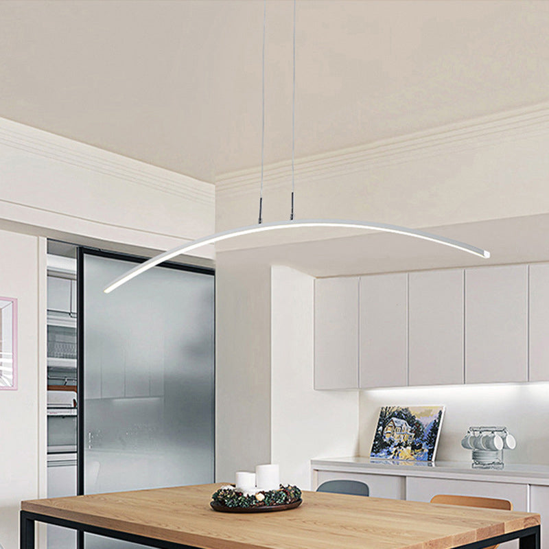 Arched Shape LED Pendant Light Modern Acrylic Dining Room Hanging Island Lighting White Clearhalo 'Ceiling Lights' 'Island Lights' Lighting' 2241114