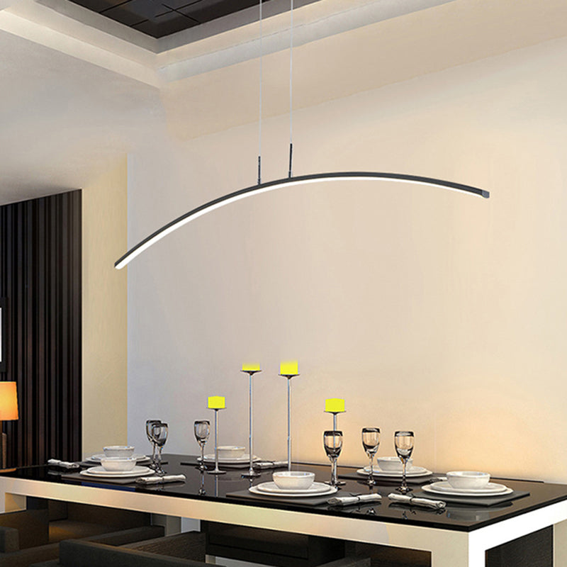 Arched Shape LED Pendant Light Modern Acrylic Dining Room Hanging Island Lighting Black Clearhalo 'Ceiling Lights' 'Island Lights' Lighting' 2241115