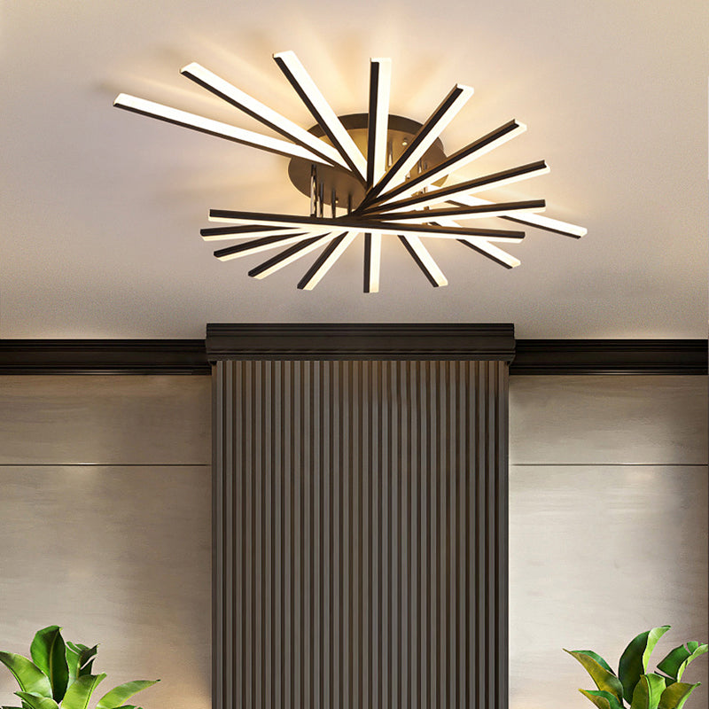 Fan-Shaped Living Room LED Semi Flush Acrylic Modern Flush Ceiling Lighting Fixture Clearhalo 'Ceiling Lights' 'Close To Ceiling Lights' 'Close to ceiling' 'Semi-flushmount' Lighting' 2241141