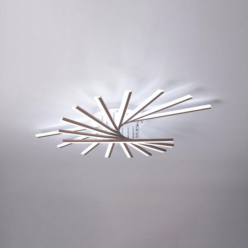 Fan-Shaped Living Room LED Semi Flush Acrylic Modern Flush Ceiling Lighting Fixture Coffee Clearhalo 'Ceiling Lights' 'Close To Ceiling Lights' 'Close to ceiling' 'Semi-flushmount' Lighting' 2241142